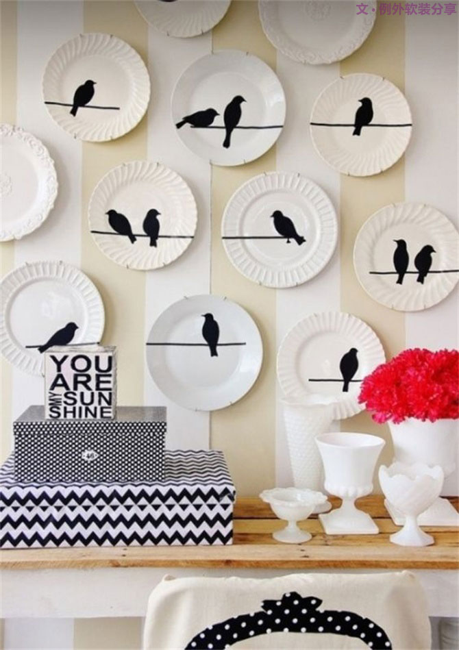 室內(nèi)軟裝設計瓷盤從飯桌跑到墻上啦！-別墅設計,軟裝設計,室內(nèi)設計,豪宅設計,深圳例外軟裝設計公司