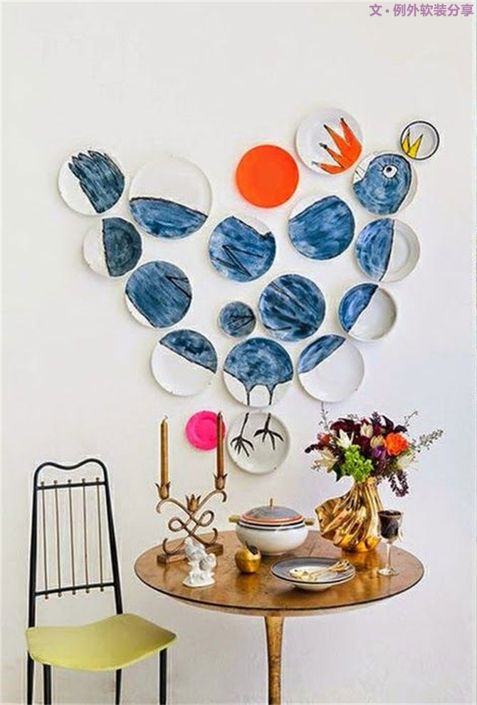 室內(nèi)軟裝設計瓷盤從飯桌跑到墻上啦！-別墅設計,軟裝設計,室內(nèi)設計,豪宅設計,深圳例外軟裝設計公司